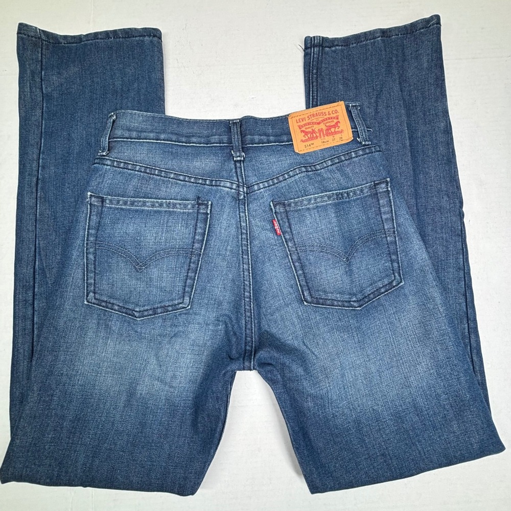 LEVI‎ STRAUSS 514 Boys Medium Wash Slim Straight Jeans 27X29 Denim EUC
